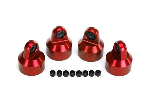 Traxxas 7764R Shock caps aluminum (red-anodized) GTX shocks (4) spacers (8) - Excel RC
