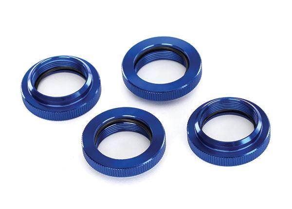 Traxxas 7767 Spring retainer (adjuster) blue-anodized aluminum GTX shocks (4) (assembled with o-ring) - Excel RC