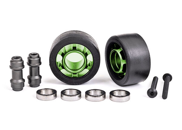 Wheels Wheelie Bar 6061-T6 Aluminum Anodized (2) Axle Wheelie Bar 6061-T6 Aluminum (2) 10X15X4 Ball Bearings (4) 7775