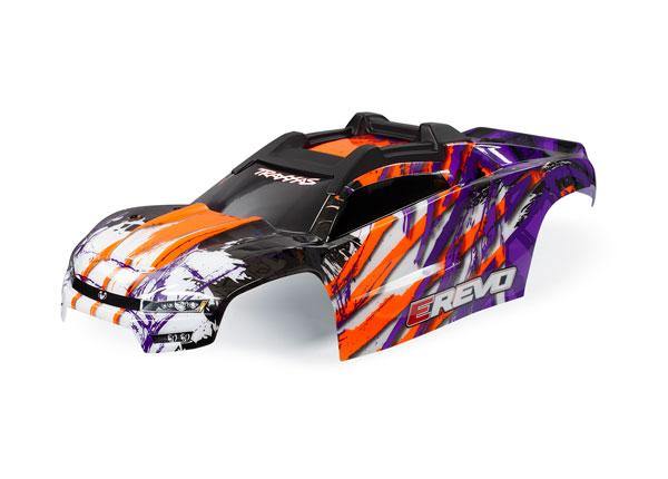 Traxxas 8611T Body E-Revo purple window grille lights decal sheet (assembled with front &amp; rear body mounts and rear body support for clipless mounting) - Excel RC