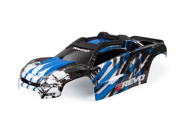Traxxas 8611X Body E-Revo blue window grille lights decal sheet (assembled with front &amp; rear body mounts and rear body support for clipless mounting) - Excel RC