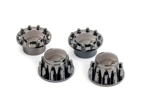 Traxxas Center Caps 2.2" TRX-6 Big Rig Wheels Black Chrome (Front (2) Rear (2)) 8876R 8876R