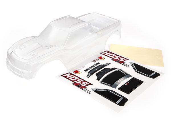 Body, Hoss™ 4X4 (clear, requires painting)/ window, grille, lights decal sheet - Excel RC