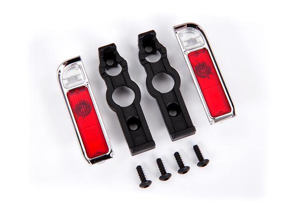 Tail light housing, chrome (2)/ lens (2)/ retainers (left & right)/ 2.6x8 BCS (self-tapping) (4) - Excel RC