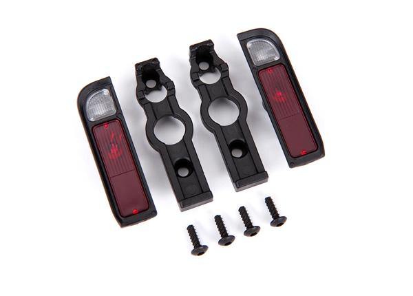 Tail light housing, black (2)/ lens (2)/ retainers (left & right)/ 2.6x8 BCS (self-tapping) (4) - Excel RC