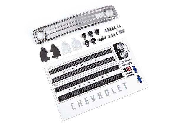 Traxxas Grille, Chevrolet Blazer (1969 - 1970)/ grille retainers (5)/ headlight housing (2)/ headlight lens (2)/ turn signal lens (2)/ hood emblem/ hood emblem mount/ 2.6x8 BCS (5)/ 2.5x6 BCS (4)/ 1.6x5 BCS (self-tapping) (2) (fits #9112 body) 9123 - Excel RC
