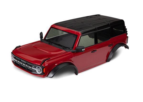 Traxxas Body, Ford Bronco (2021), complete, red (painted) (includes grille, side mirrors, door handles, fender flares, windshield wipers, spare tire mount, &amp; clipless mounting) (requires 