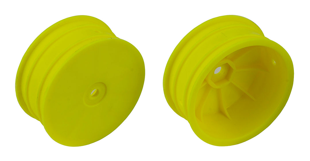 Associated 4WD Front Wheels 2.2" 12mm Hex +1.5mm Fluorescent Yellow 92363 | ASC92363