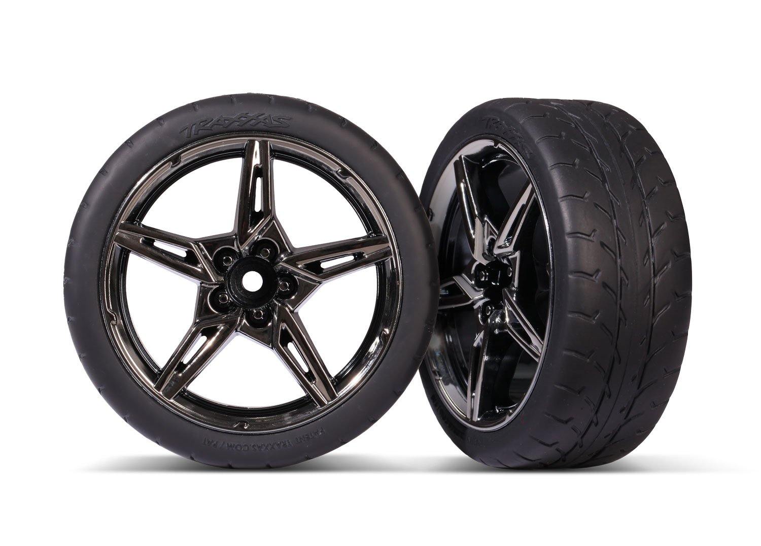 Traxxas 9370 Tires and wheels, assembled, glued (split-spoke black chrome wheels, 1.9' Response tires) (front) (2) TRA9370 - Excel RC