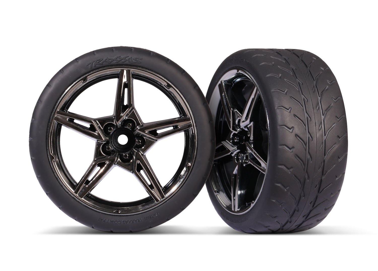 Traxxas 9371 Tires and wheels, assembled, glued (split-spoke black chrome wheels, 1.9' Response tires) (extra wide, rear) (2) TRA9371 - Excel RC