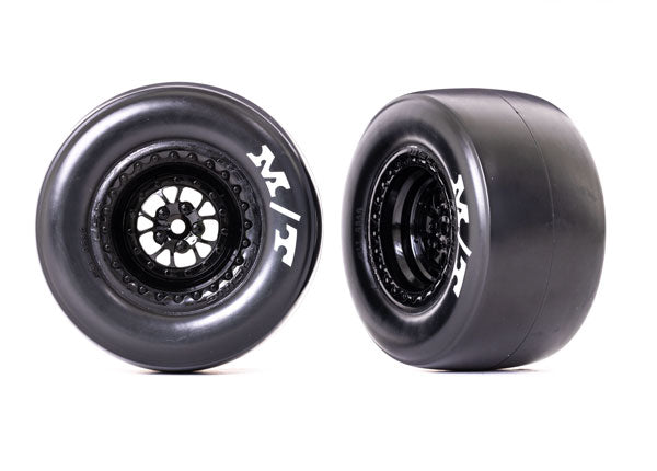 Traxxas Tire and Wheels Weld Glossy Black Mickey Thompson Drag Slicks Sticky Compound (2) 9476