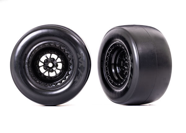 Traxxas Tire and Wheels Weld Chrome and Black Mickey Thompson Drag Slicks Sticky Compound (2) 9477