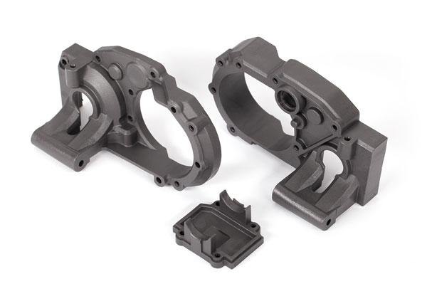 Traxxas 9493 Gearbox halves,  left & right/ differential cover (charcoal gray) - Excel RC