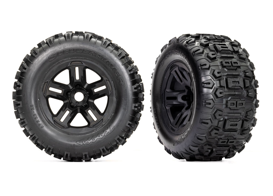 Traxxas Tires And Wheels, Assembled, Glued (3.8" Black Wheels, Sledgehammer® Tires, Foam Inserts) (2) 9672