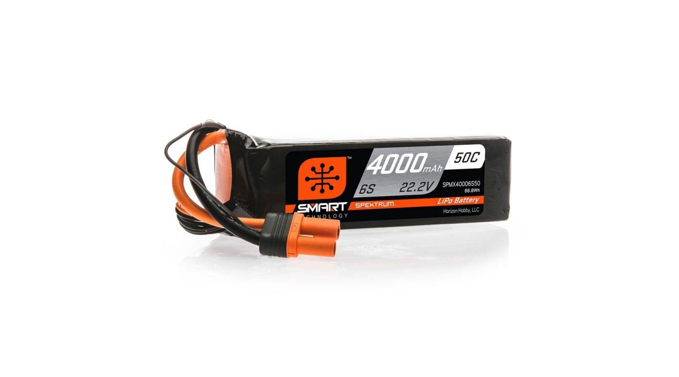 Spektrum 4000mAh 6S 22.2V 50C Smart LiPo Battery IC5 SPMX40006S50 - Excel RC
