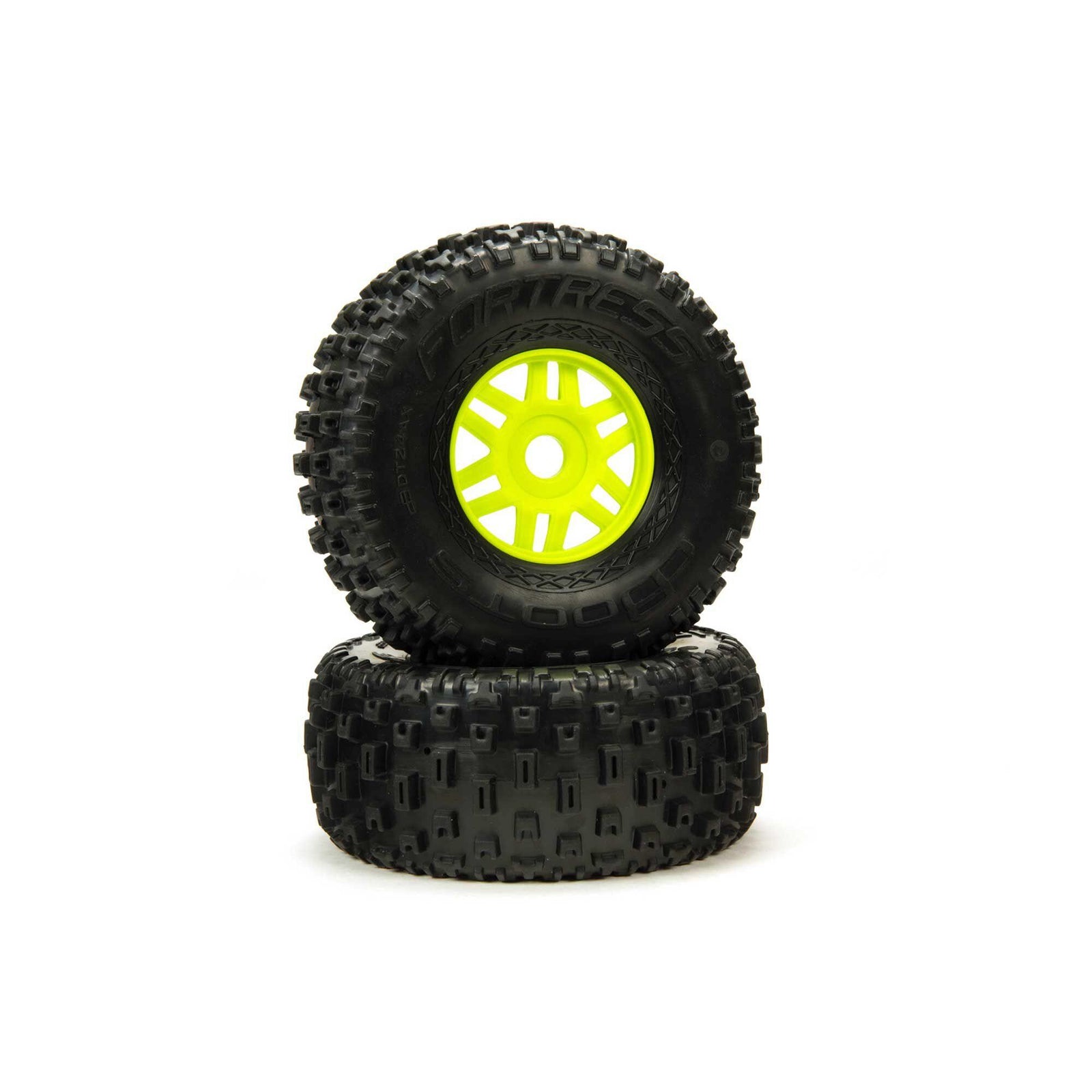 Arrma ARA550068 1/8 dBoots Fortress Front/Rear 2.4/3.3 Pre-Mounted Tires, 17mm Hex, Green (2) - Excel RC