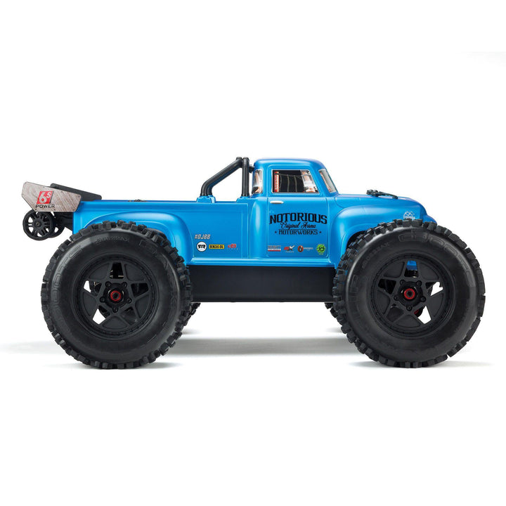 Arrma NOTORIOUS 6S 4WD BLX 1/8 Stunt Truck RTR Blue ARA8611V5T2 - Excel RC