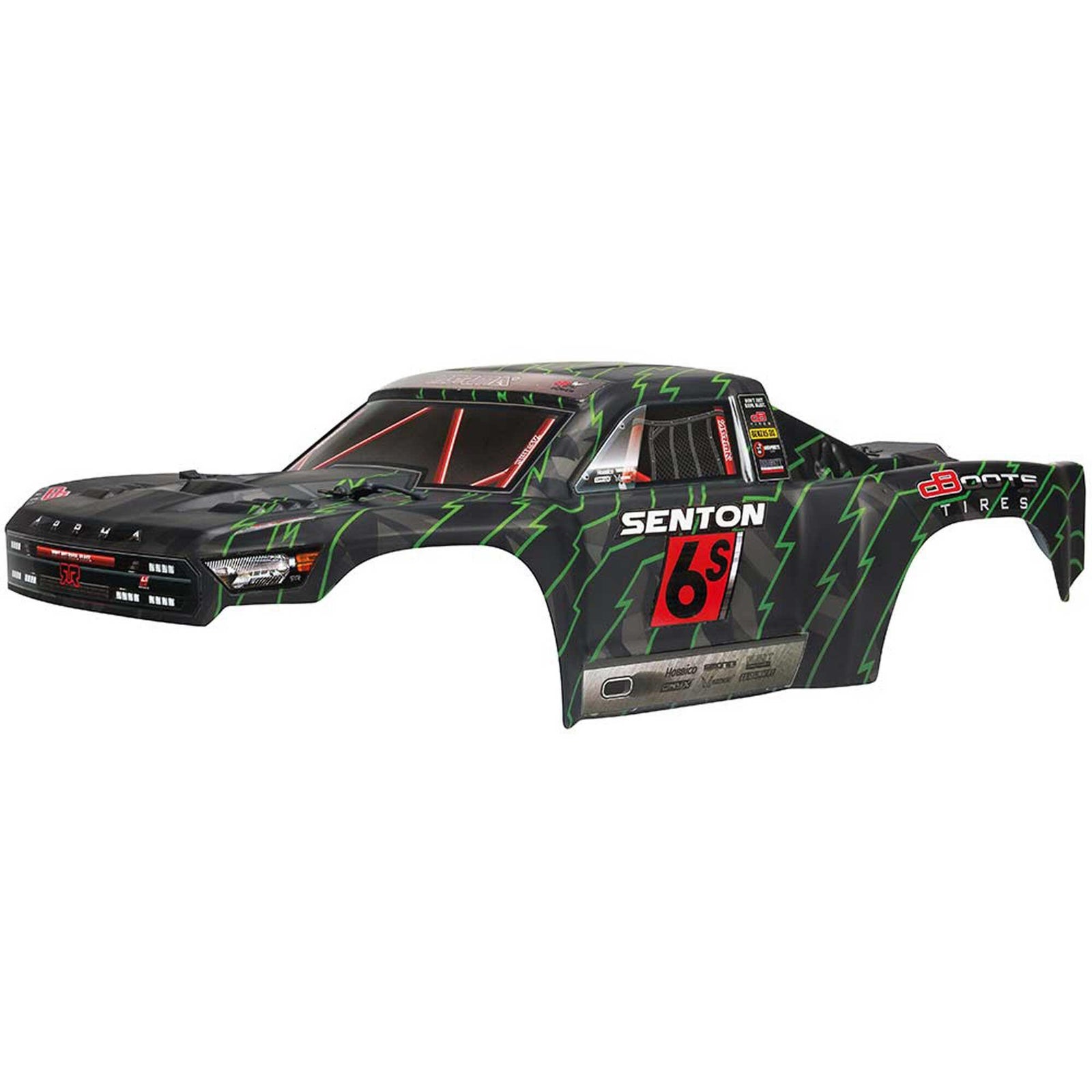 Arrma Painted Body, Black/Green: Senton 6S BLX ARAC3409 - Excel RC