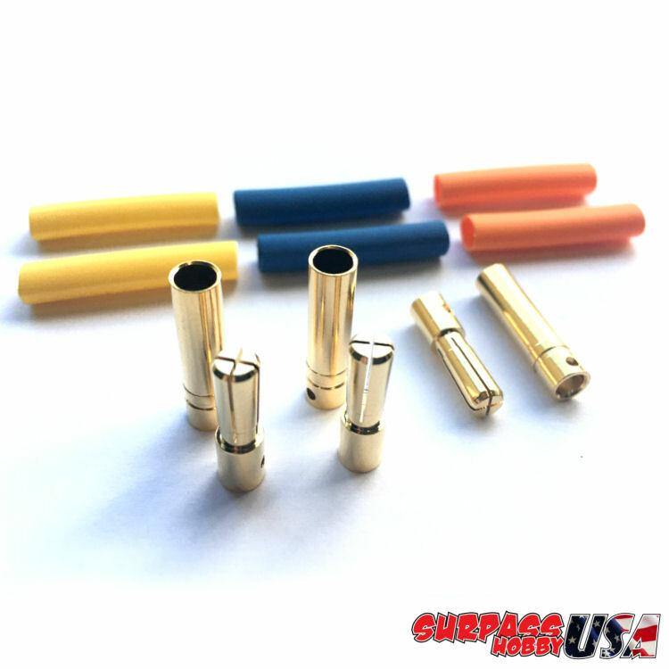 Excel RC 4.0mm Hi Amp Ultra Low Resistance Motor ESC Bullet Connector Set (3pr M/F) - Excel RC