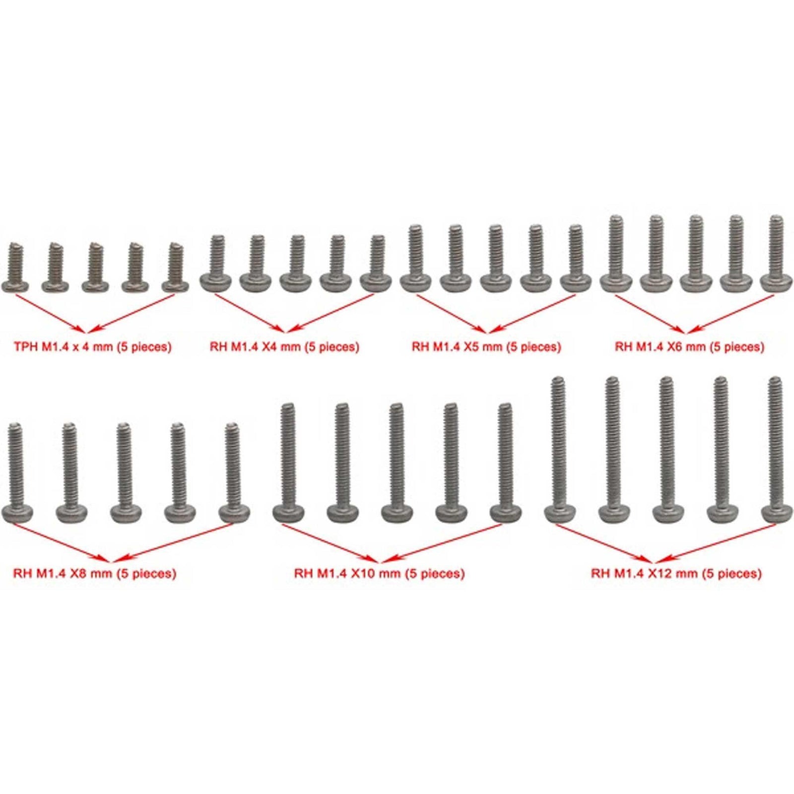 Hot Racing M1.4 Round head screw set 35 pieces SCX 24 - Excel RC