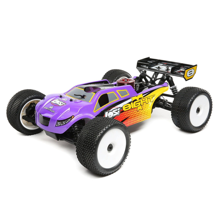 Losi LOS04011V2 1/8 8IGHT-T 4WD Truggy Nitro RTR, Purple/Yellow - Excel RC