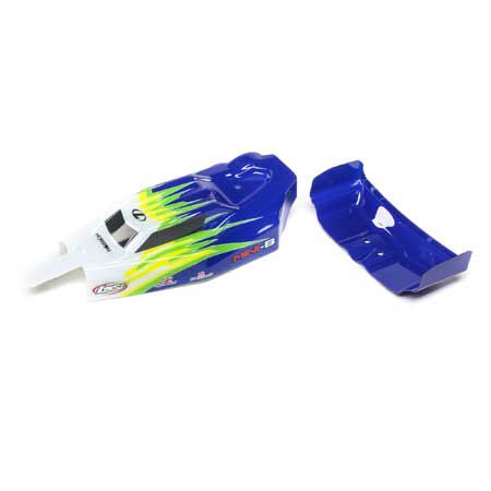 Losi Body &amp; Wing, Blue/White Fits Mini-B LOS210019