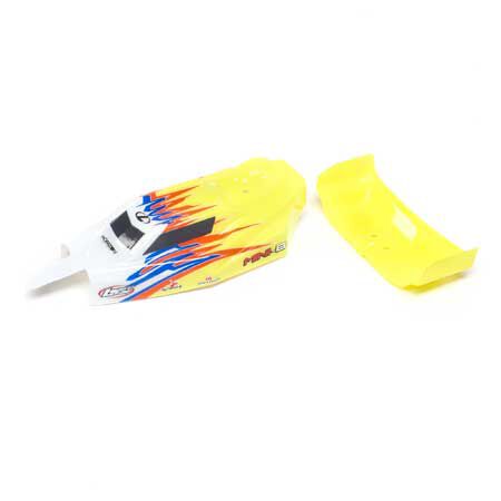 Losi Body &amp; Wing, Yellow/White Fits Mini-B LOS210023
