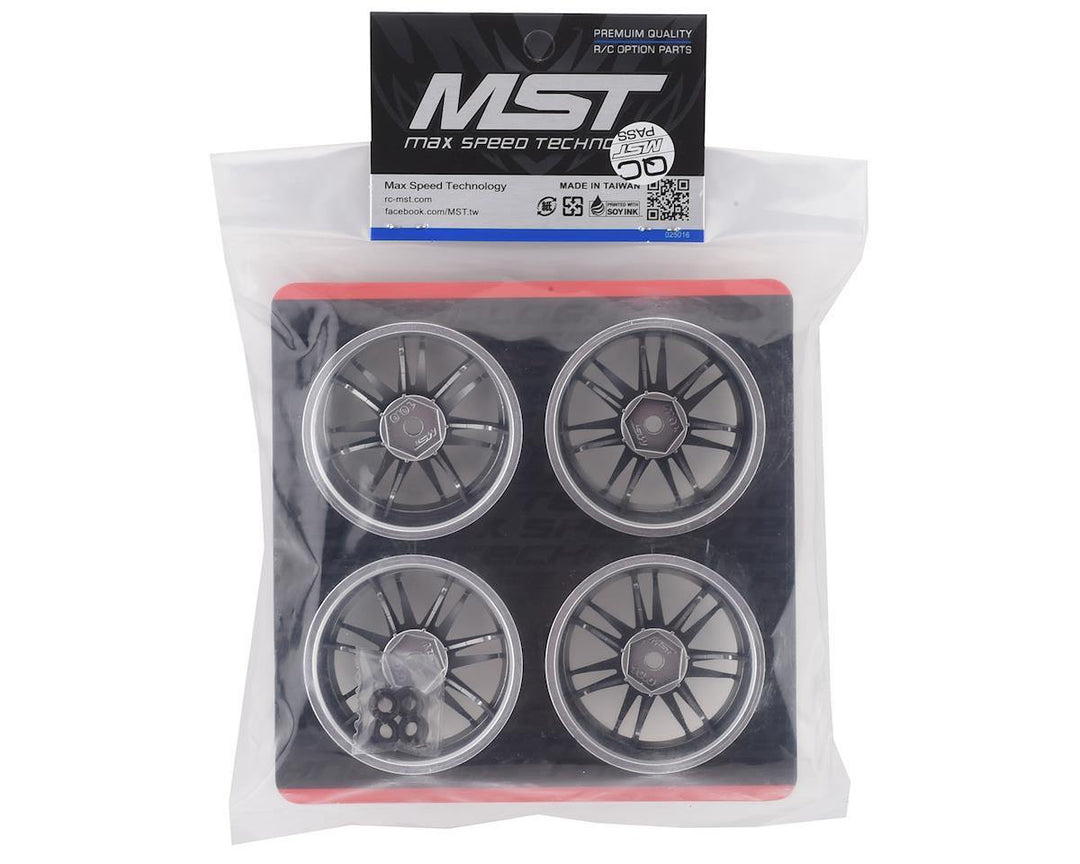 MST MXS-832010FS RE30 Wheel Set (Flat Silver) (4) (+10 Offset) w/12mm Hex - Excel RC