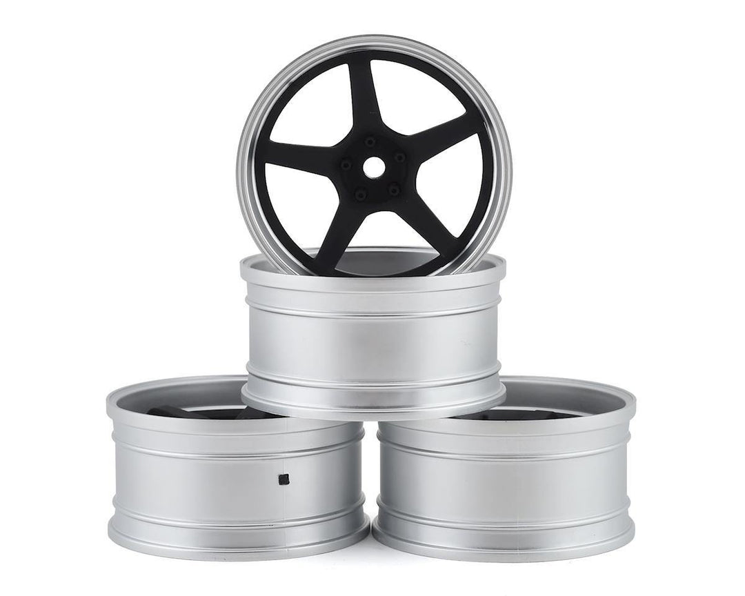 MST MXS-832110FBK GT Wheel Set (Matte Silver/Black) (4) (Offset Changeable) - Excel RC