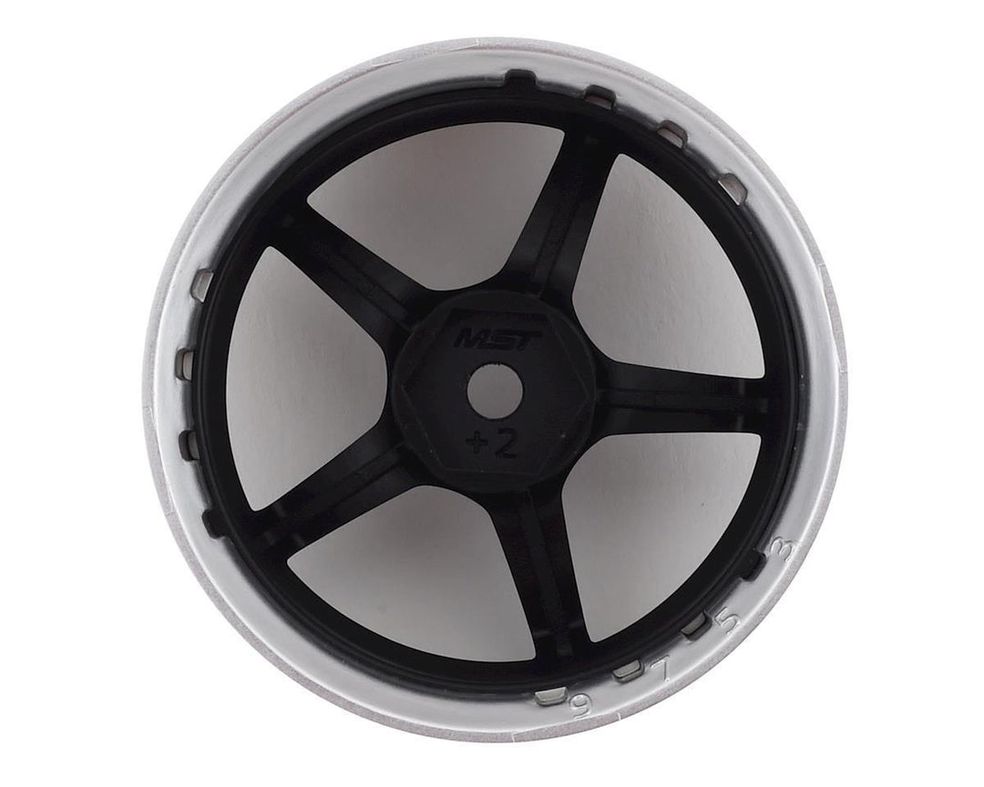 MST MXS-832110FBK GT Wheel Set (Matte Silver/Black) (4) (Offset Changeable) - Excel RC