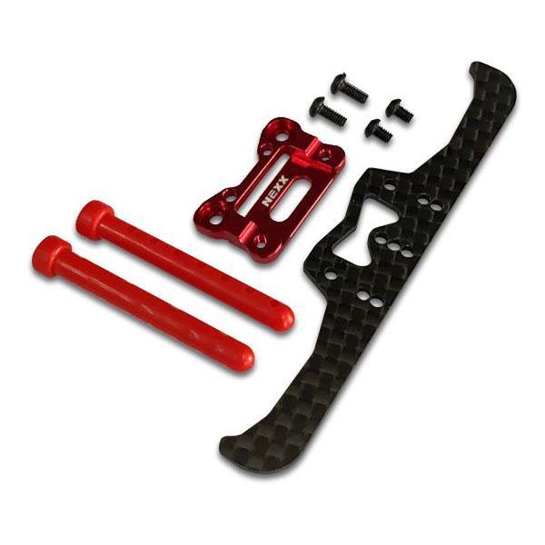 Nexx Racing Aluminum Interchangeable Mount Lexan Pancar Body Carbon Front Bumper (RED) NX-211 - Excel RC