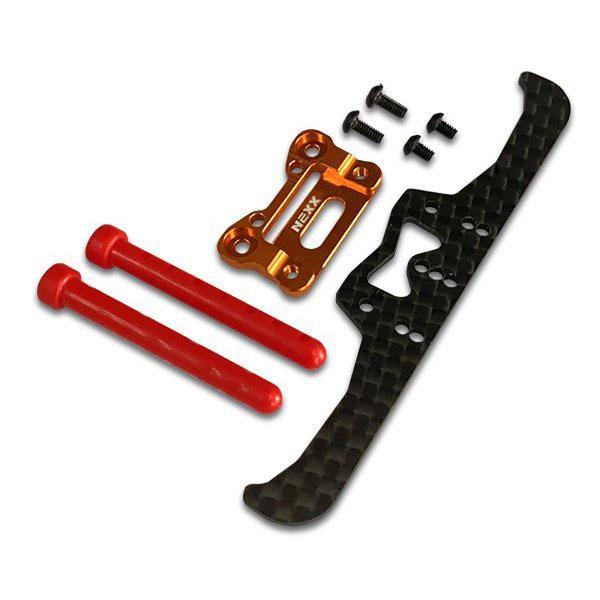 Nexx Racing Aluminum Interchangeable Mount Lexan Pancar Body Carbon Front Bumper (ORANGE) NX-212 - Excel RC