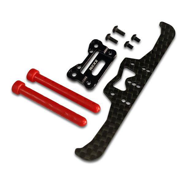 Nexx Racing Aluminum Interchangeable Mount Lexan Pancar Body Carbon Front Bumper (BLACK) NX-214 - Excel RC