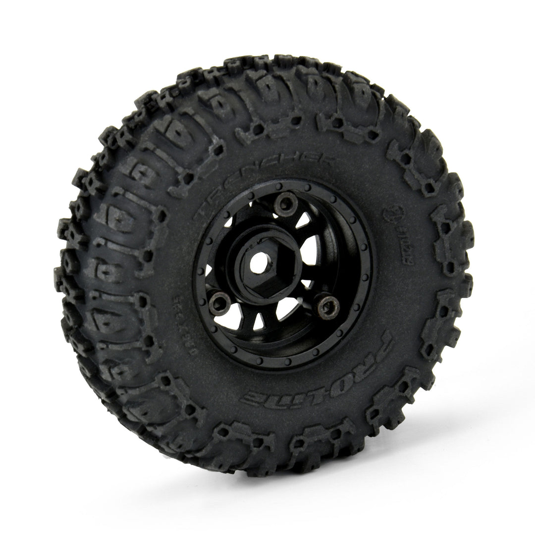 Pro-Line 1/24 Trencher Fr/Rr 1.0\" Tires Mounted 7mm Black Impulse (4): SCX24 PRO1020910