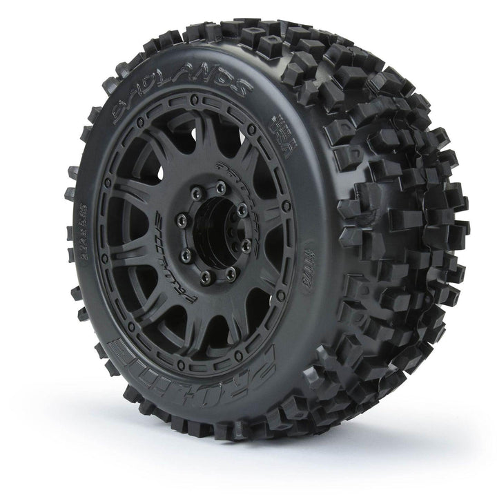 Pro-Line Badlands 3.8" All Terrain MT Tires, Raid Black Mounted 8x32 17mm Hex (2) PRO117810 - Excel RC