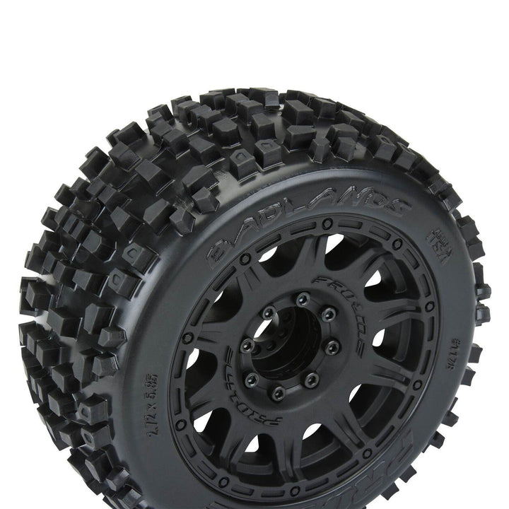 Pro-Line Badlands 3.8" All Terrain MT Tires, Raid Black Mounted 8x32 17mm Hex (2) PRO117810 - Excel RC