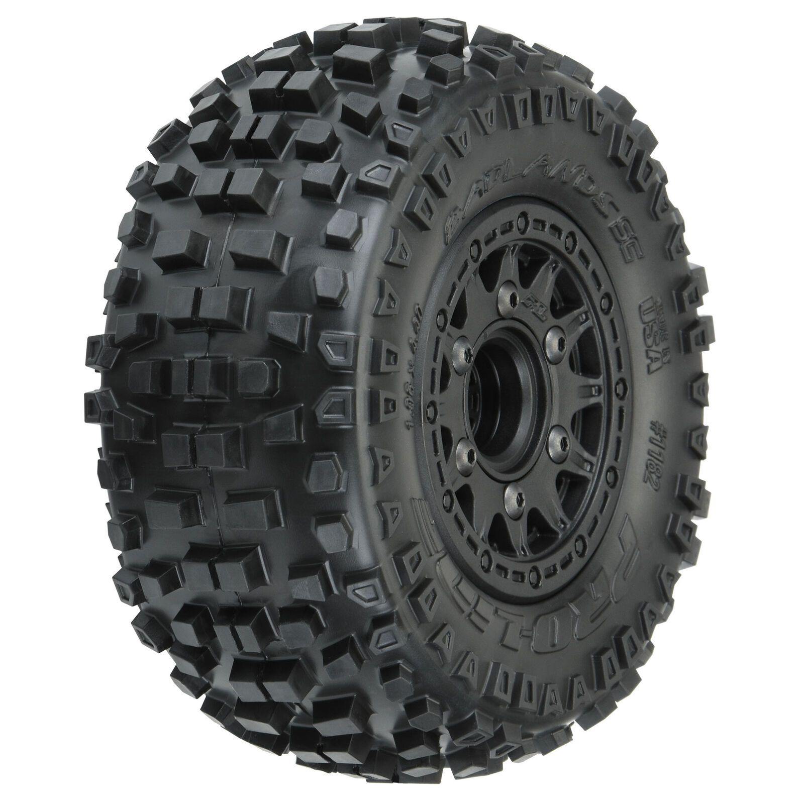 Pro-Line 1/10 Badlands F/R 2.2"/3.0" Pre-Mounted SC 12mm (2) Black PRO118210 - Excel RC