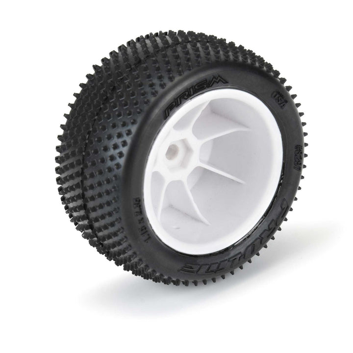 Pro-Line Racing 1/18 Prism Rear Carpet Mini-B Tires Mounted 8mm White Wheels (2) PRO829713
