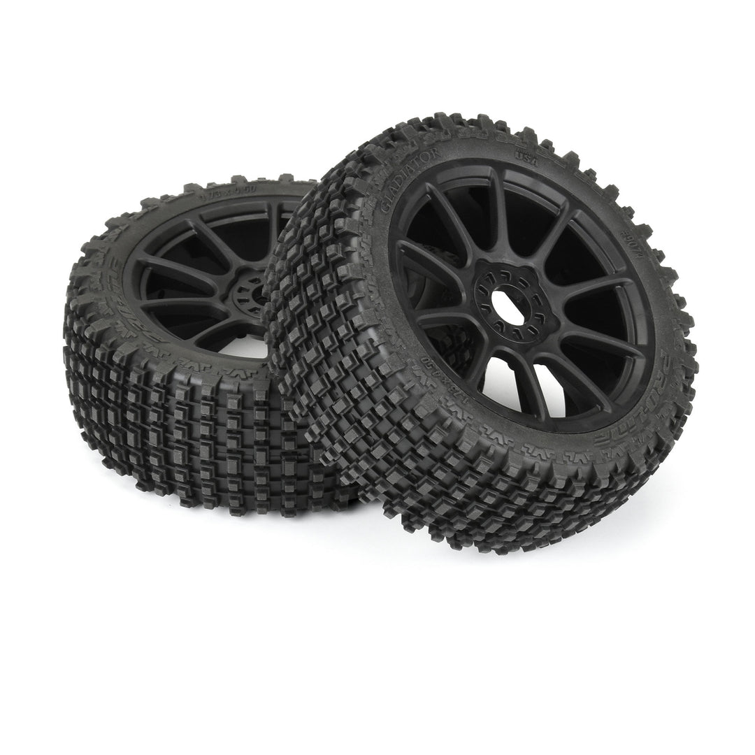 Pro-Line Racing 1/8 Gladiator M2 Fr/Rr Buggy Tires Mounted 17mm Black Mach 10 (2) 9074-21 | PRO907421