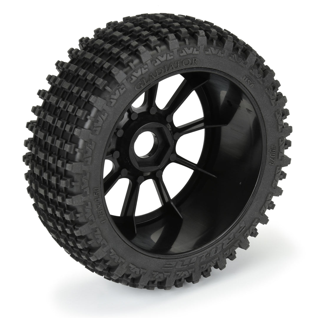 Pro-Line Racing 1/8 Gladiator M2 Fr/Rr Buggy Tires Mounted 17mm Black Mach 10 (2) 9074-21 | PRO907421