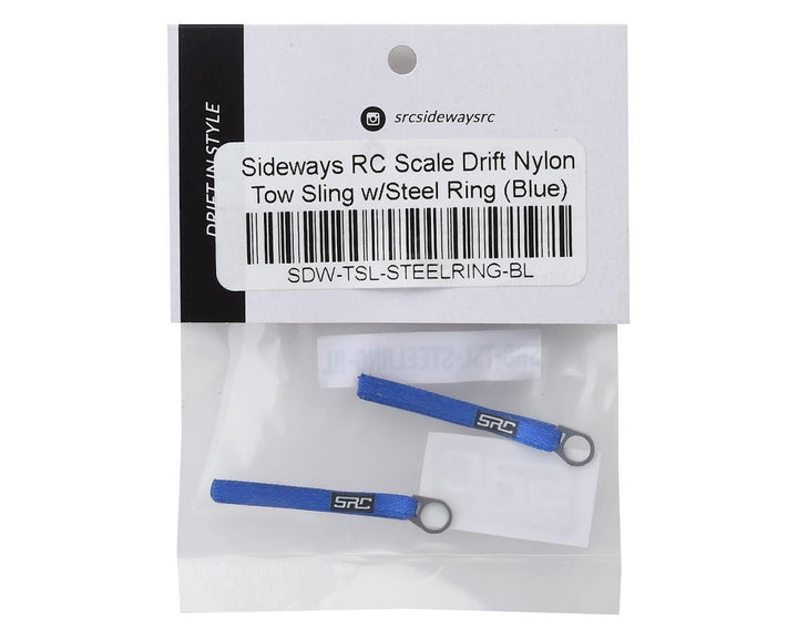 Sideways RC Scale Drift Nylon Tow Sling w/Steel Ring (Blue) (2) SDW-TSL-STEELRING-BL - Excel RC