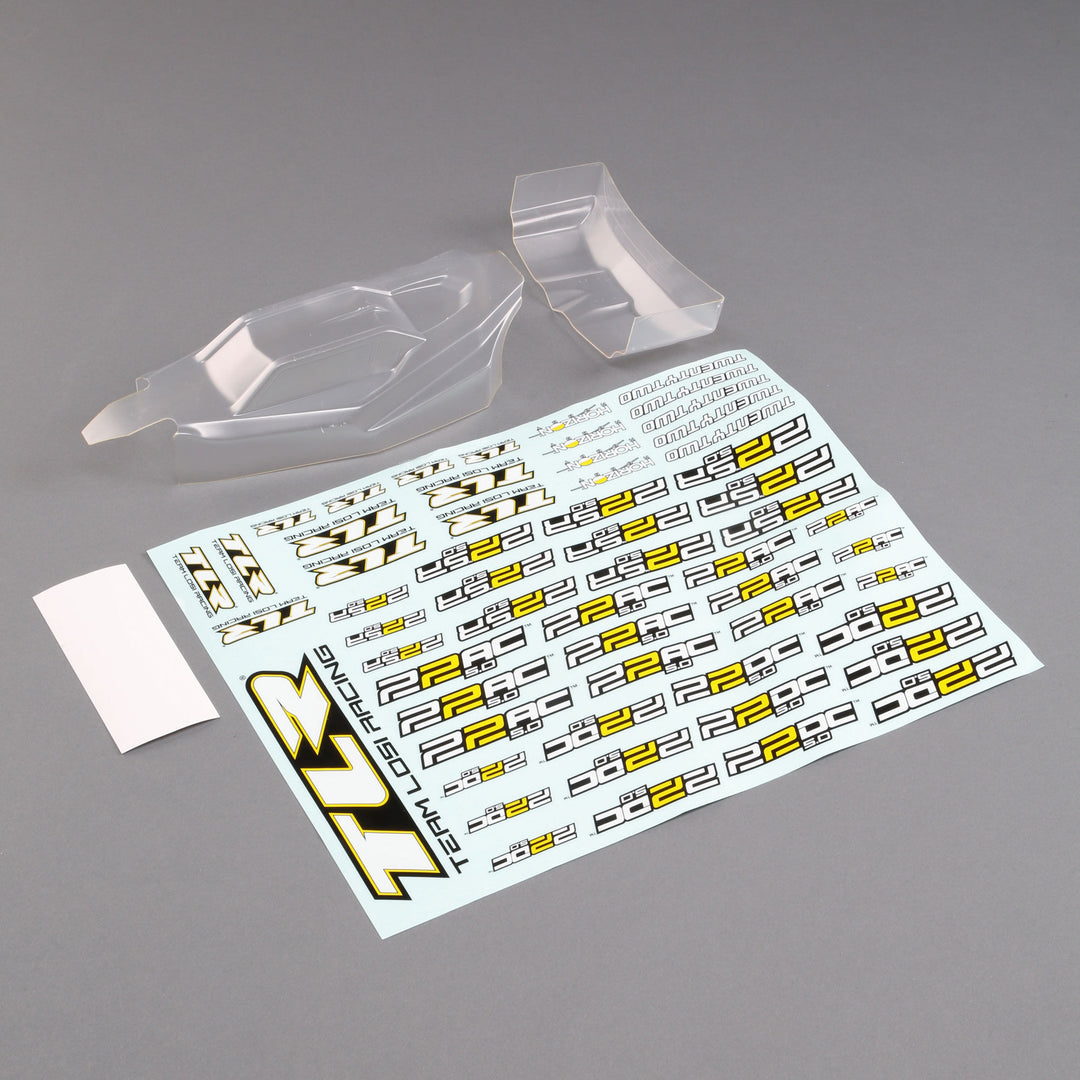 Team Losi Racing Lightweight Body & Wing, Clear: 22 5.0 TLR230012