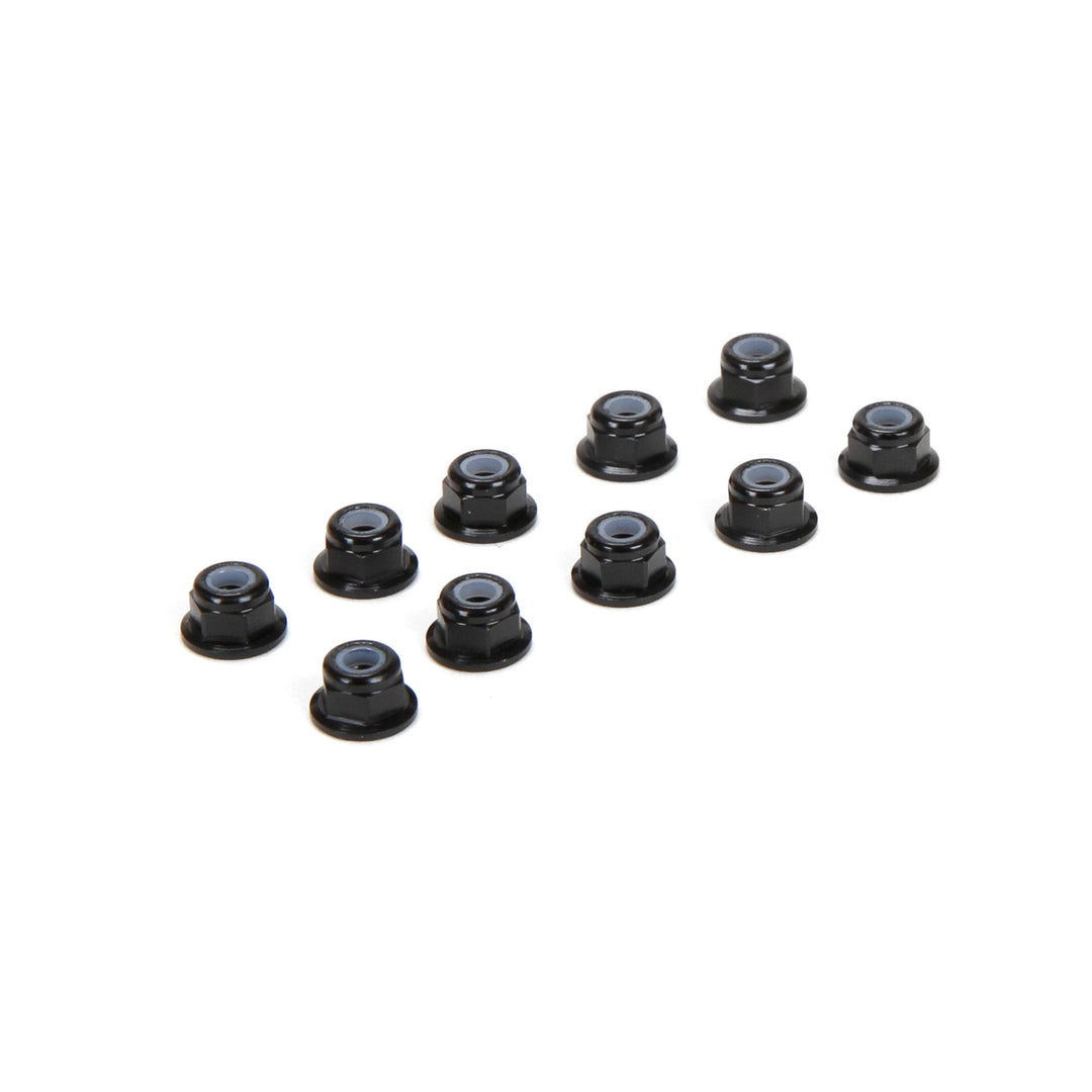 Team Losi Racing M3 Flanged Aluminum Lock Nuts, Black (10) TLR336005