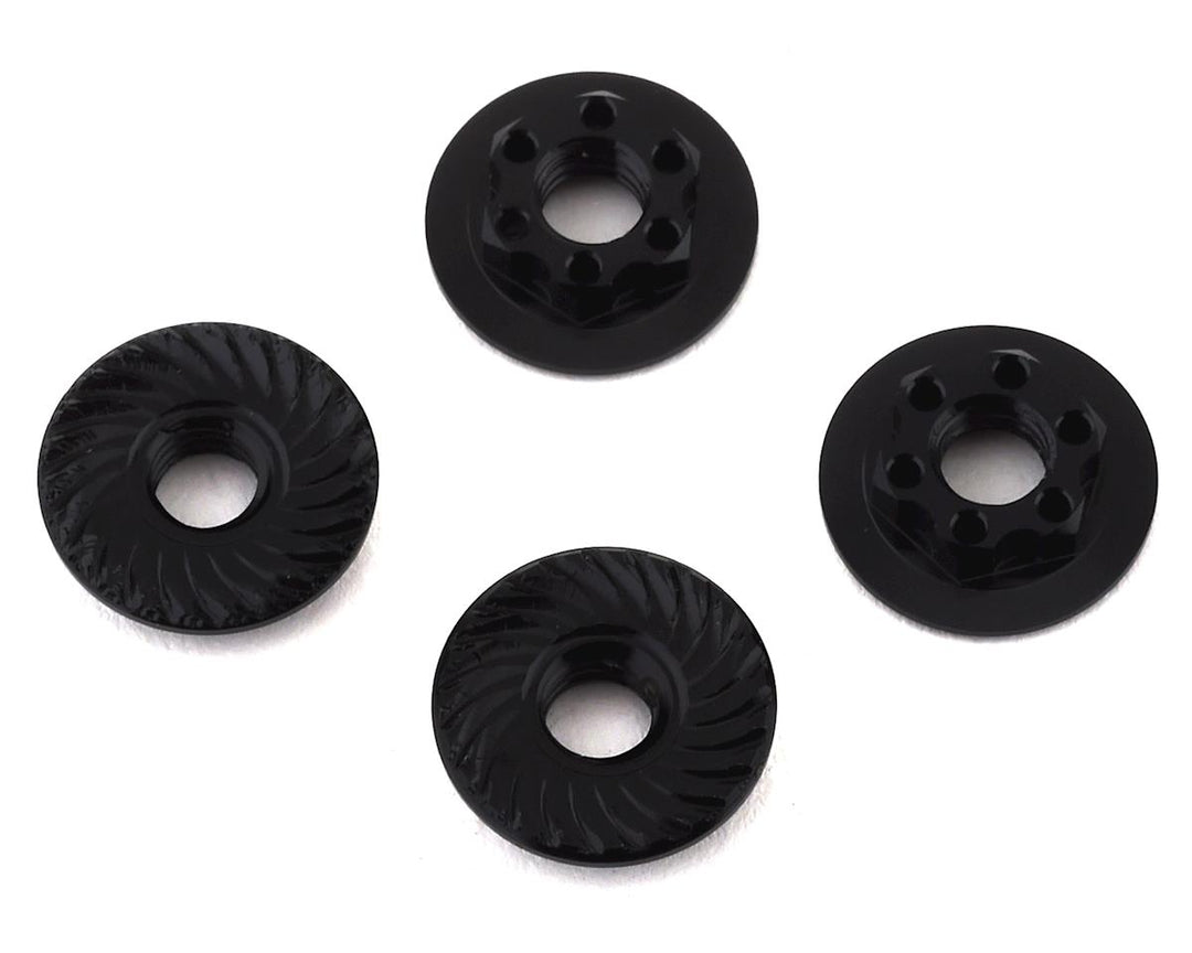 Team Associated Factory Team 4mm Low Profile Serrated Wheel Nuts (Black) (4) 92254
