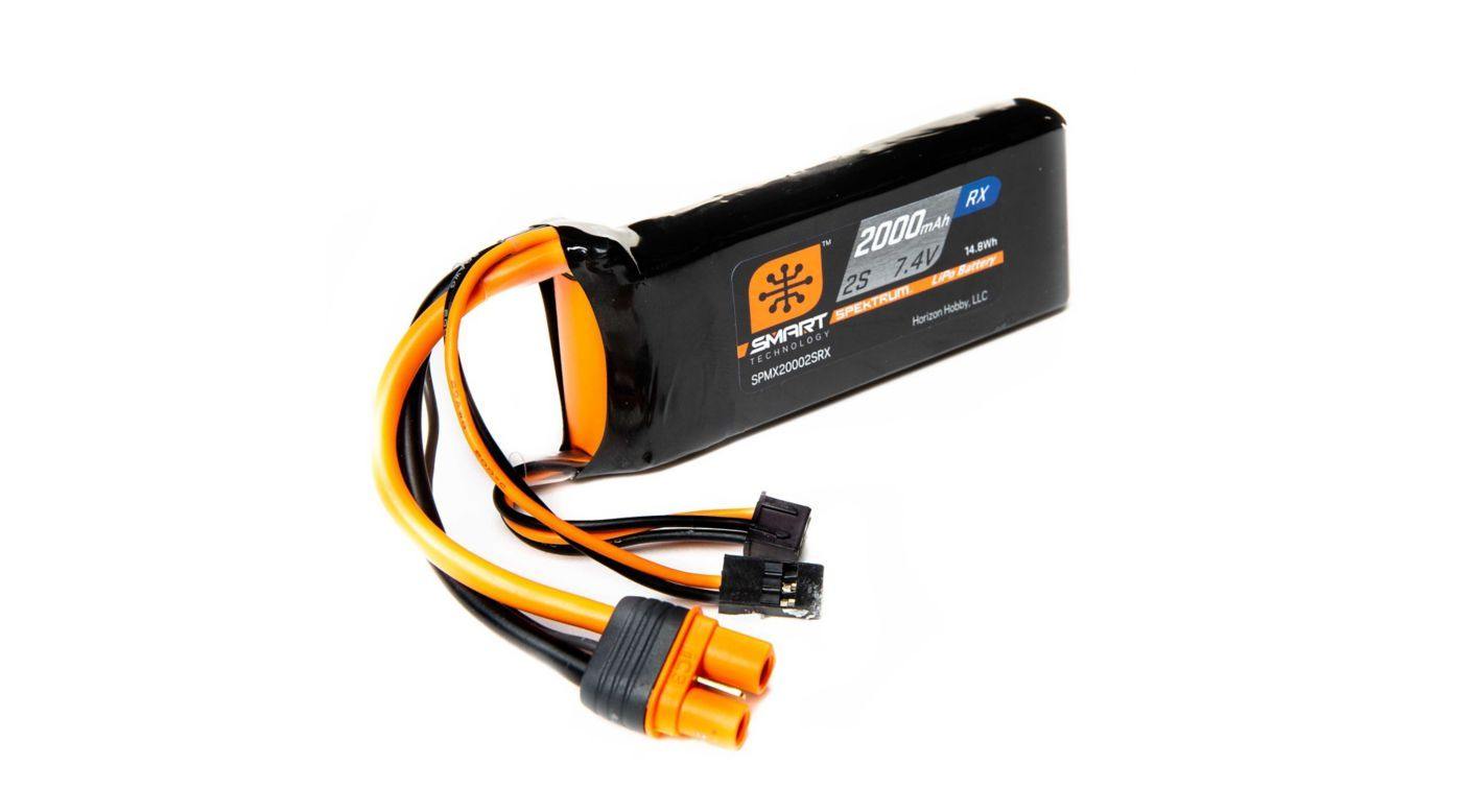 Spektrum 2000mAh 2S 7.4V Smart LiPo Receiver Battery IC3 SPMX20002SRX - Excel RC