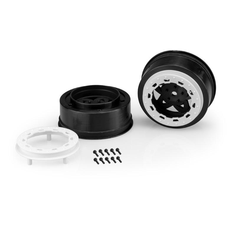 Jconcepts Tremor, Slash Narrow Front Wheel - Black Wheel / White Beadlock - 2pc. JCO3390BW