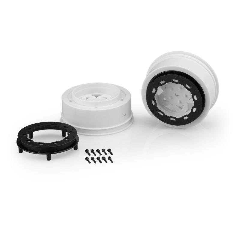 Jconcepts Tremor, Slash Narrow Front Wheel - White Wheel / Black Beadlock - 2pc. JCO3390WB