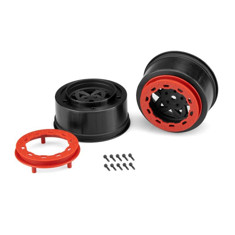 Jconcepts Tremor Front or Rear SCT Wheels - Black Wheel / Red Beadlock - 2pc. JCO3391BR
