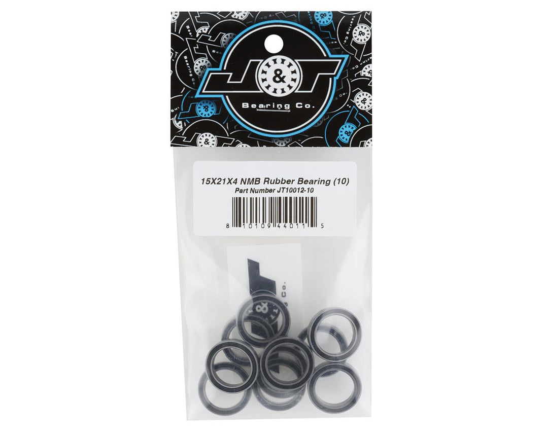 J&amp;T Bearing Co. 15x21x4mm NMB Rubber Sealed Bearing (10) JTB-JT10012-10