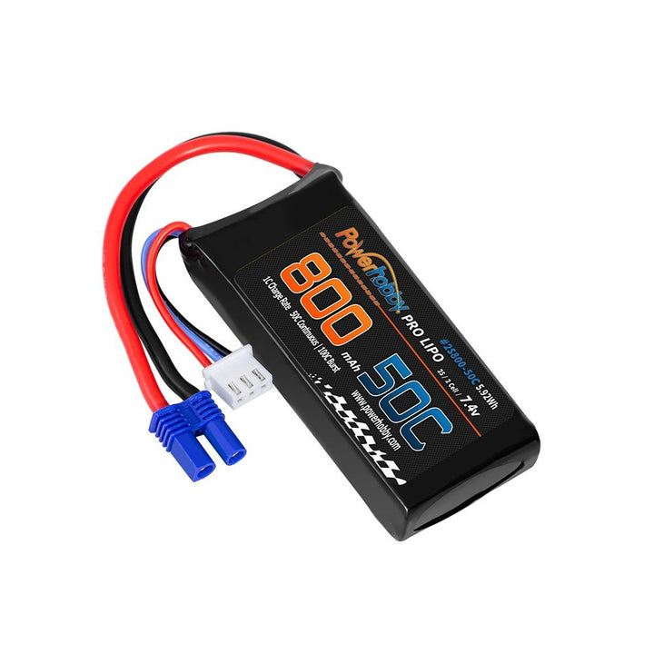 Power Hobby 2S 7.4V 800mAh 50C Lipo Battery With EC2 Plug